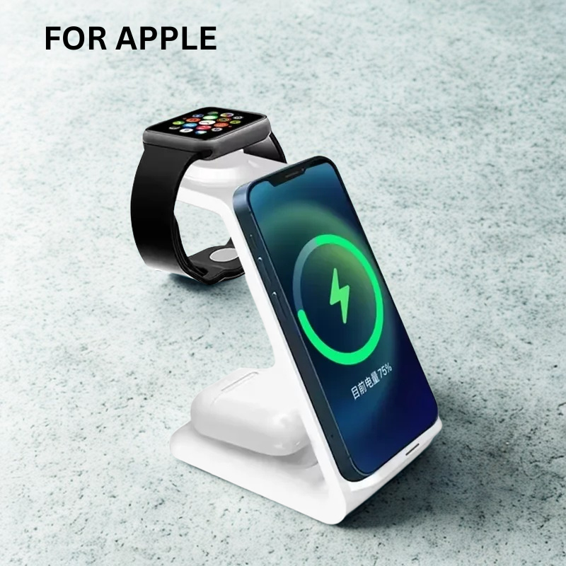 65W 3-in-1 Fast Wireless Charger Stand – iPhone, Samsung, Watch