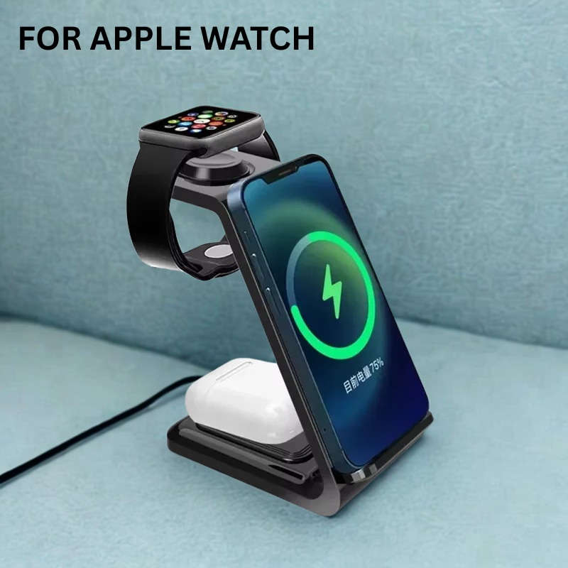 65W 3-in-1 Fast Wireless Charger Stand – iPhone, Samsung, Watch