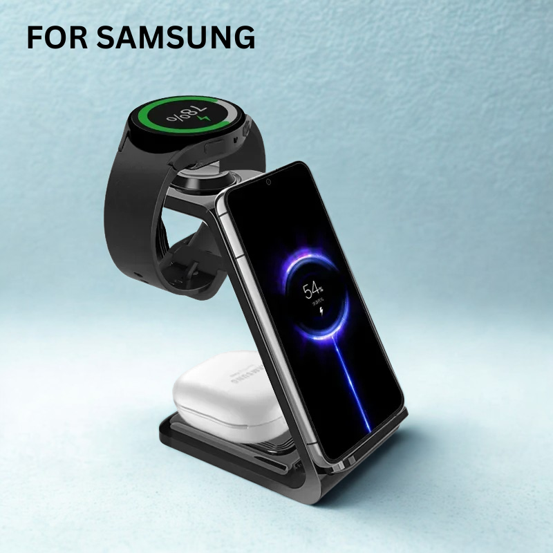65W 3-in-1 Fast Wireless Charger Stand – iPhone, Samsung, Watch
