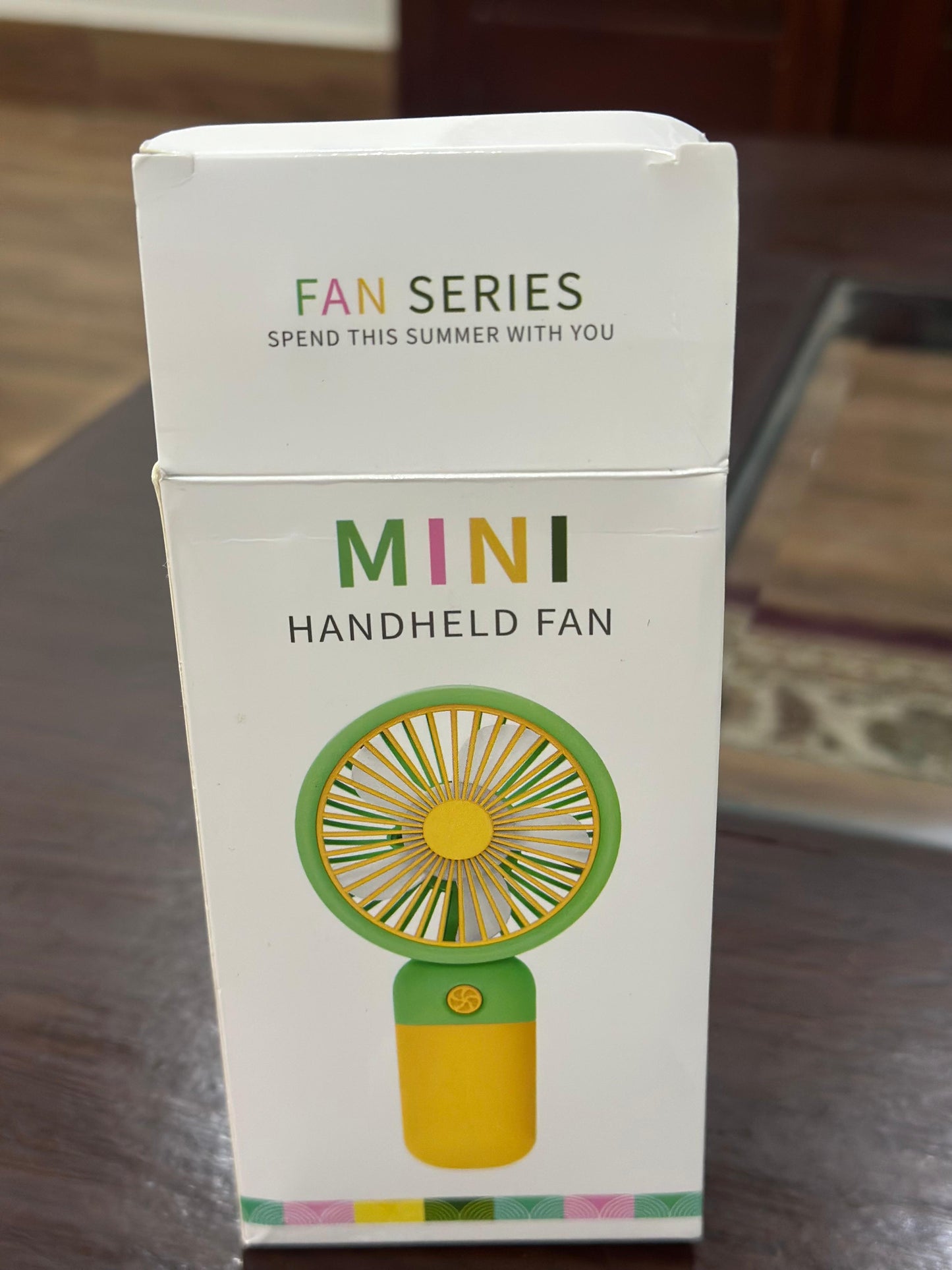 Mini Handheld Fan, USB Rechargeable Portable Fan - 3 Speeds, Strong Wind, Personal Desk Fan for Office, Travel, Home | Battery Operated (Yellow and blue)