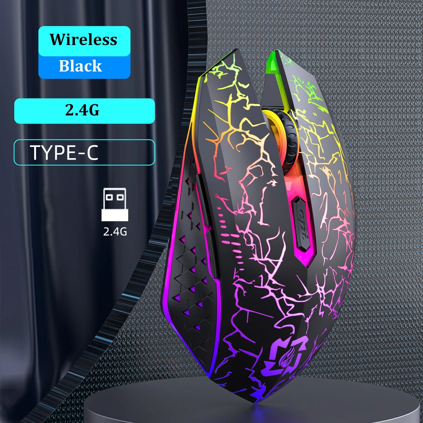 Rechargeable RGB Mouse – Silent Dual Mode for PC, Laptop, Mac