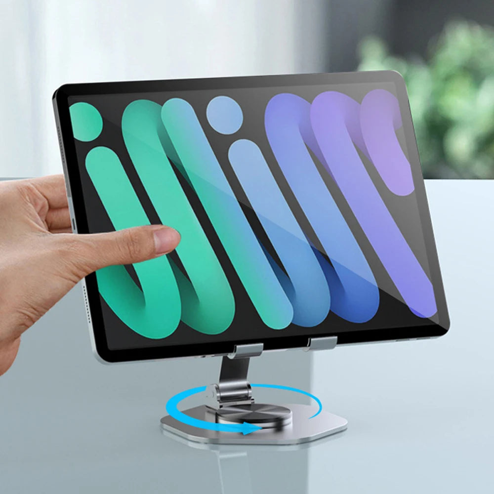 360° Rotating Metal Phone Stand – Desk Holder for iPhone & Tablets