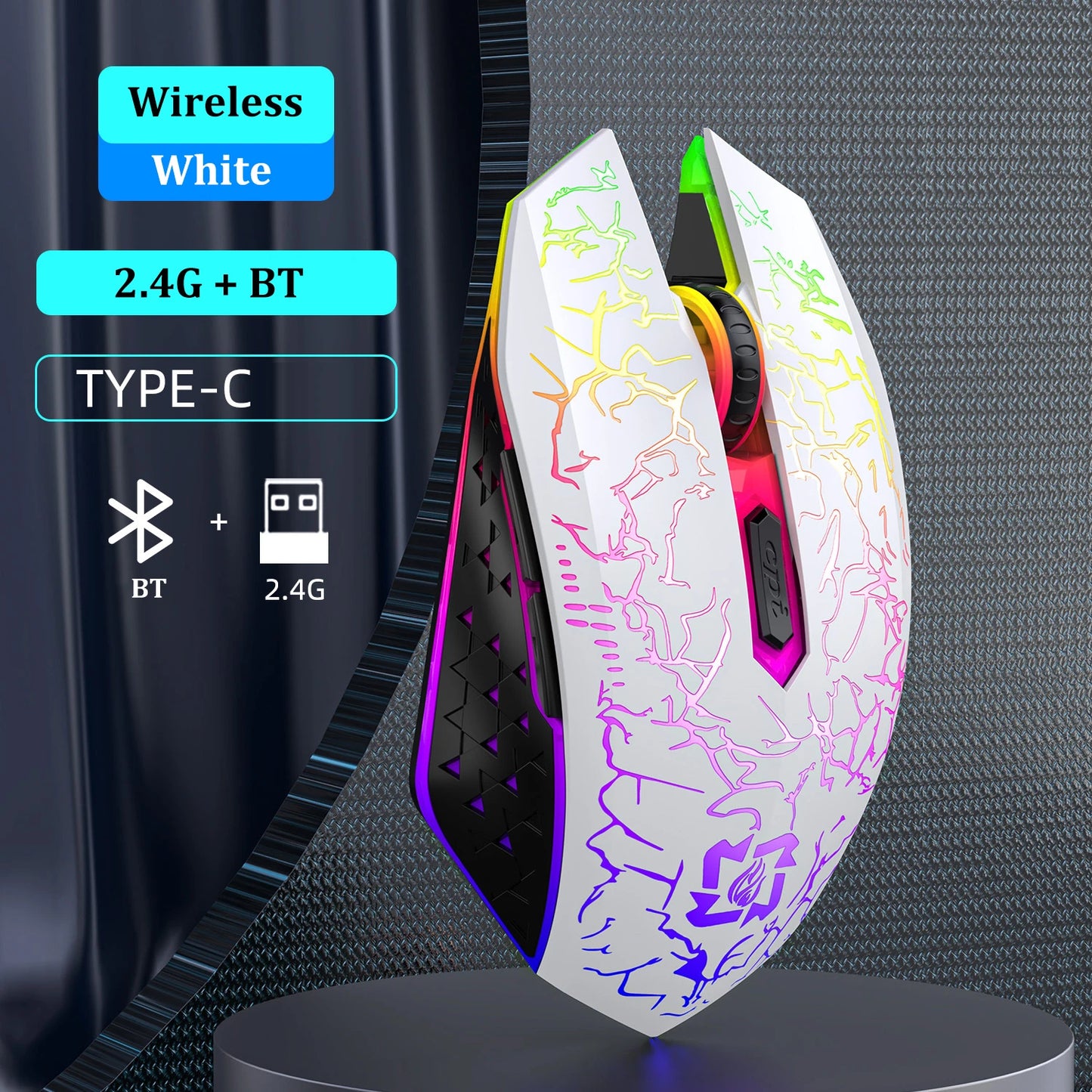 Rechargeable RGB Mouse – Silent Dual Mode for PC, Laptop, Mac