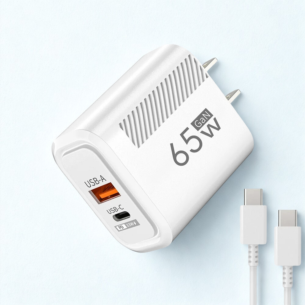 65W GaN USB-C Fast Charger | Quick Charge Wall Adapter for iPhone, Samsung, Xiaomi (EU/US Plug)