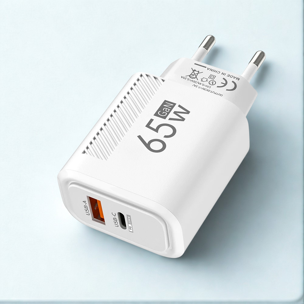 65W GaN USB-C Fast Charger | Quick Charge Wall Adapter for iPhone, Samsung, Xiaomi (EU/US Plug)