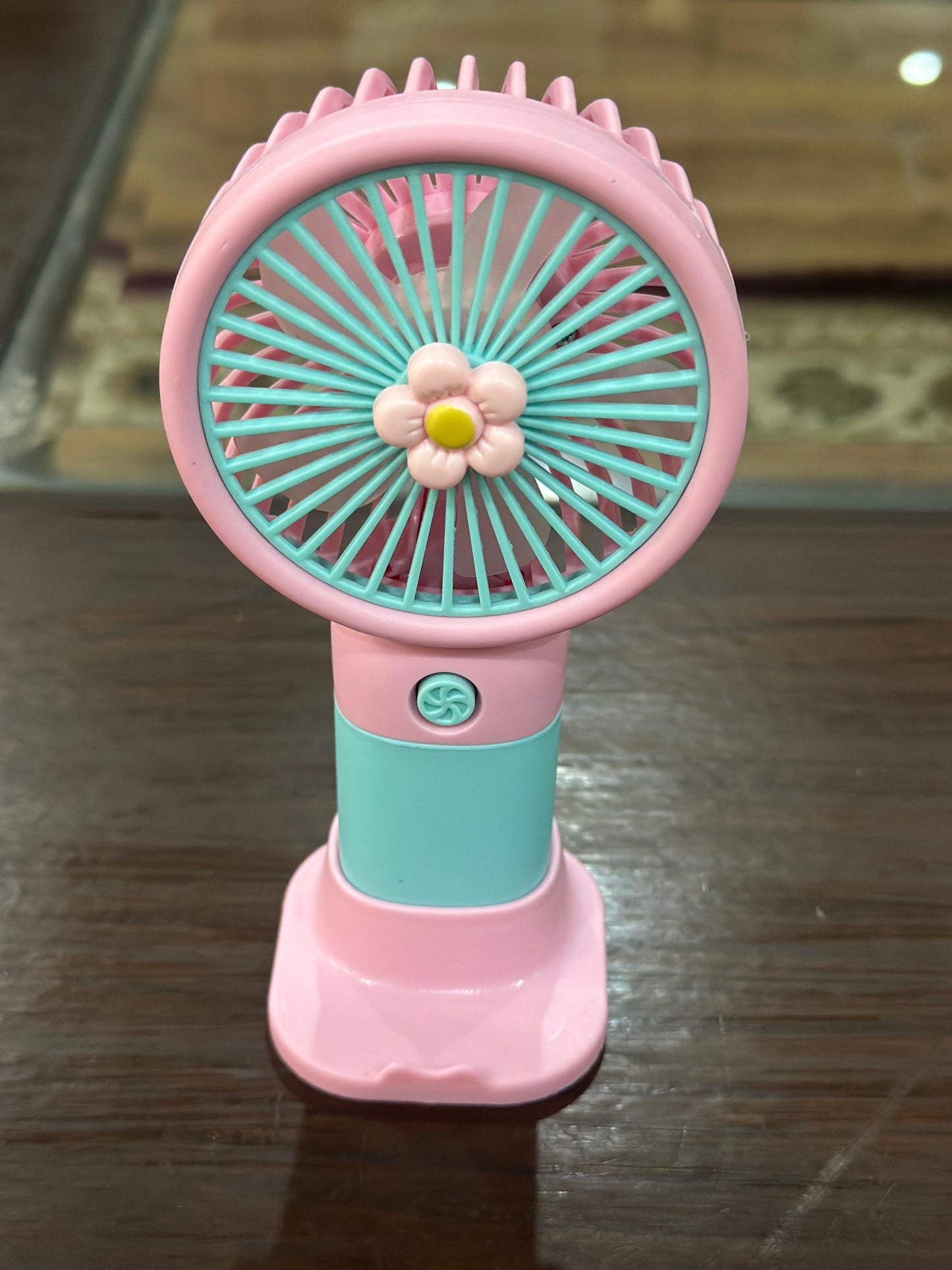 Rechargeable Mini USB Fan – Cute Flower Design | Portable Handheld Desk Fan with Stand | Strong Wind & Low Noise