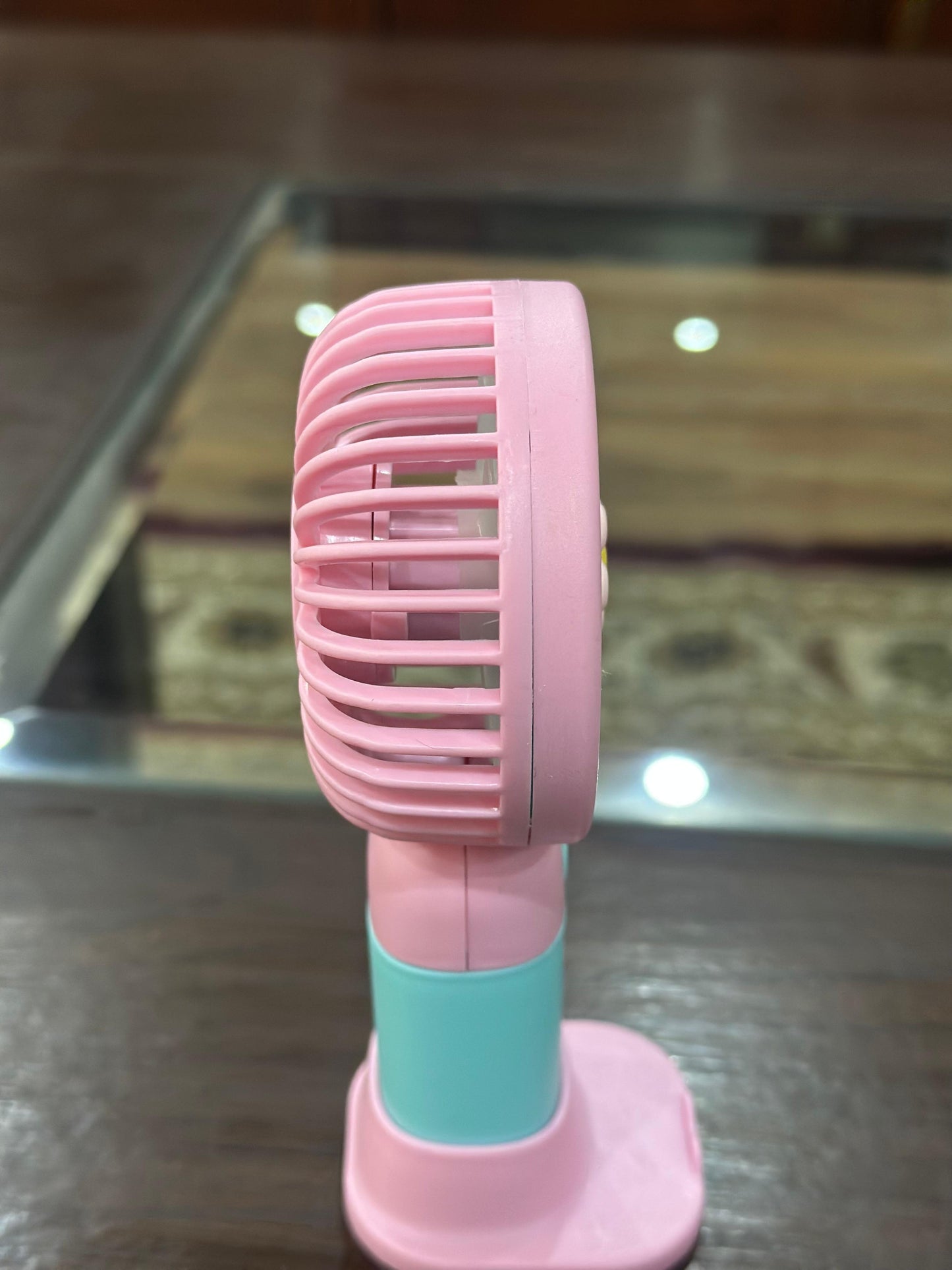 Rechargeable Mini USB Fan – Cute Flower Design | Portable Handheld Desk Fan with Stand | Strong Wind & Low Noise