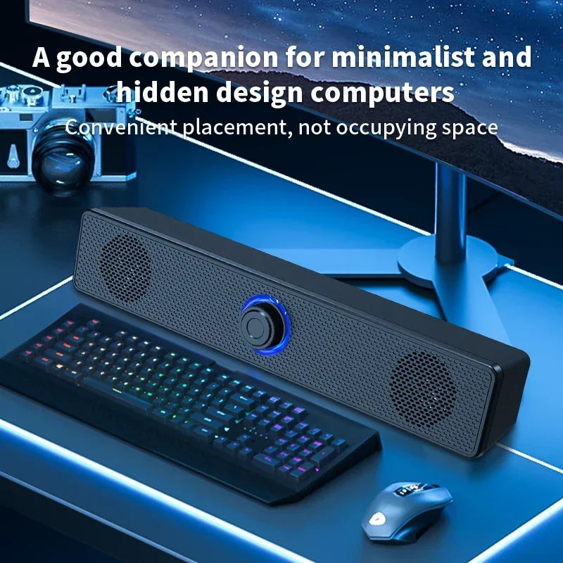 Bluetooth PC Soundbar – Wired/Wireless USB Speaker for TV & Laptop