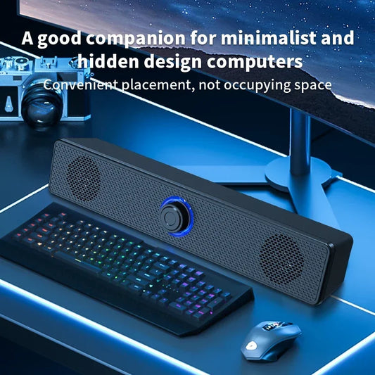 Bluetooth PC Soundbar – Wired/Wireless USB Speaker for TV & Laptop