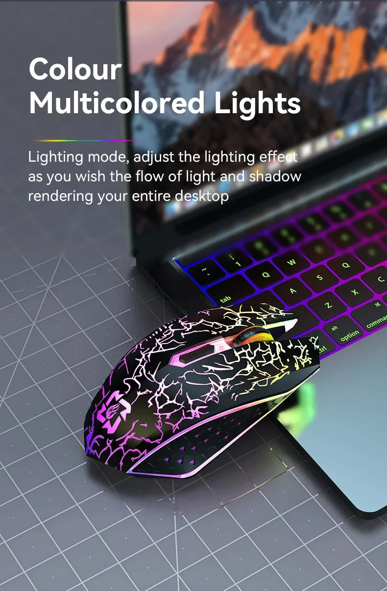 Rechargeable RGB Mouse – Silent Dual Mode for PC, Laptop, Mac