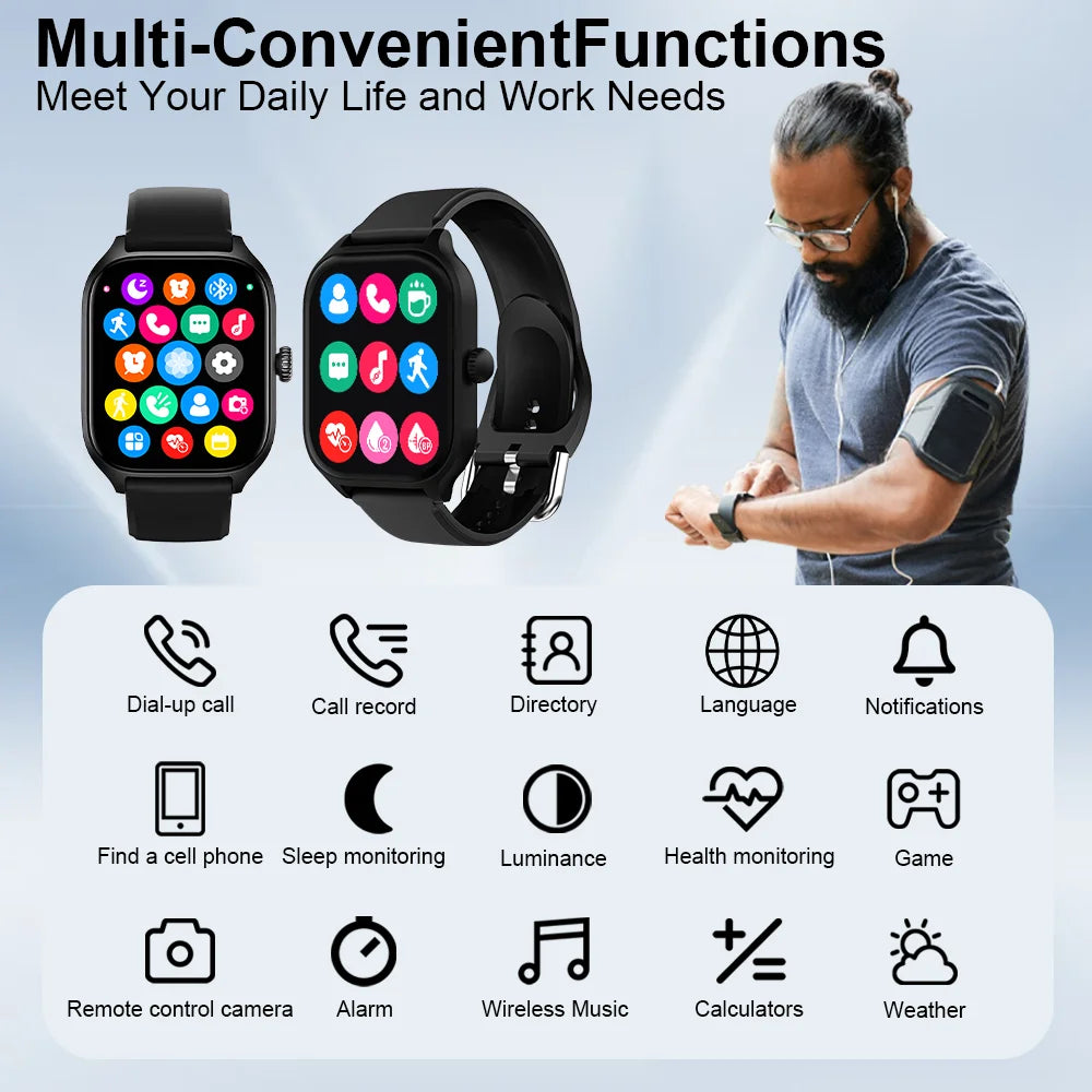 LAXASFIT H9 Smartwatch – Bluetooth Calls, Heart Rate & Fitness Tracker
