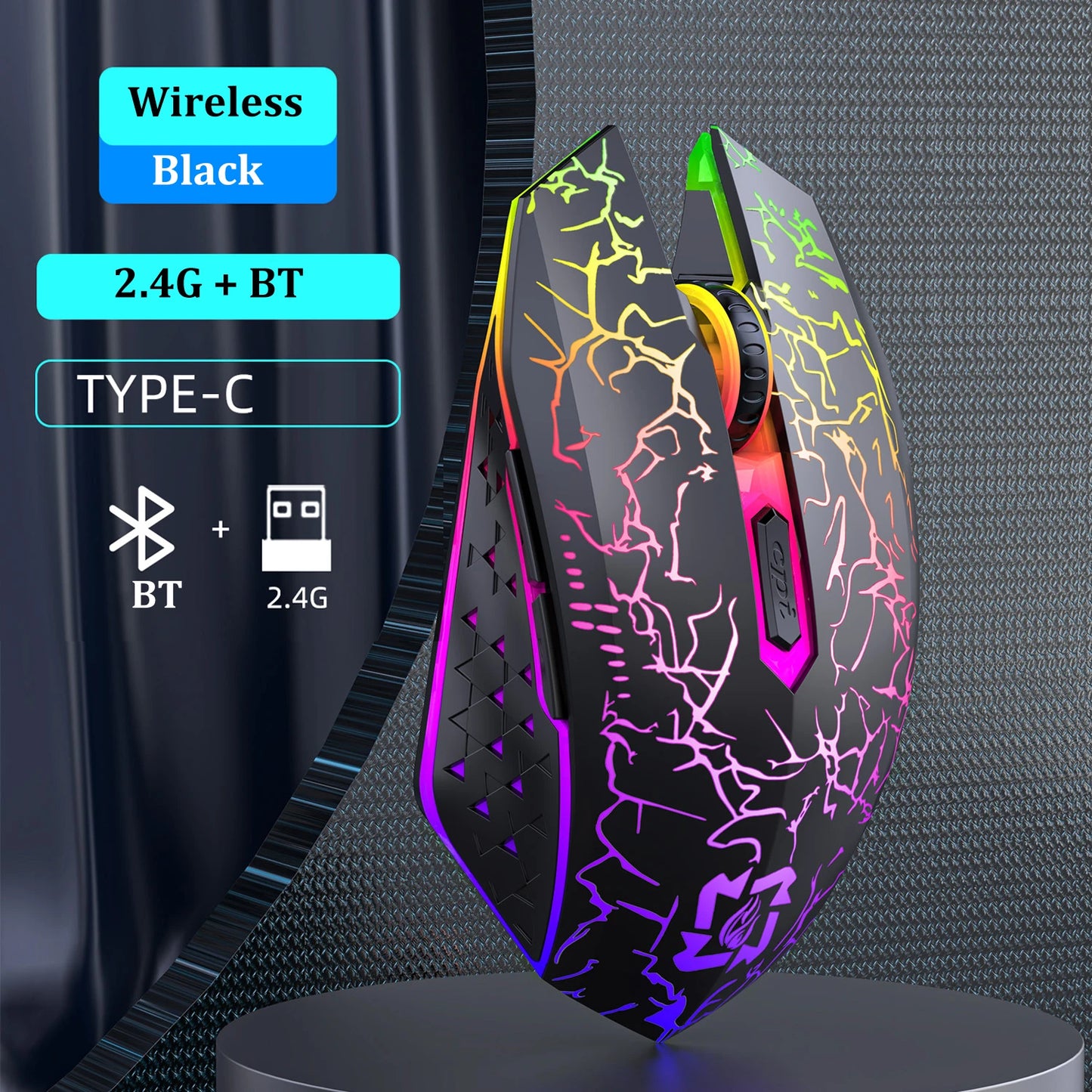 Rechargeable RGB Mouse – Silent Dual Mode for PC, Laptop, Mac