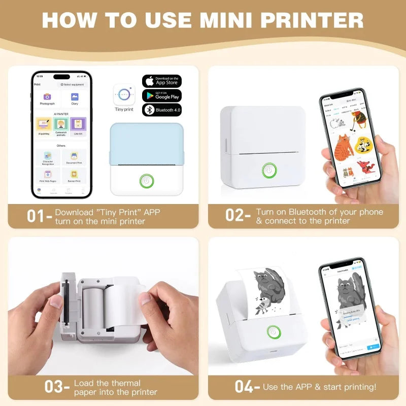 X6 Mini Bluetooth Thermal Printer – Portable Inkless Label & Sticker Maker