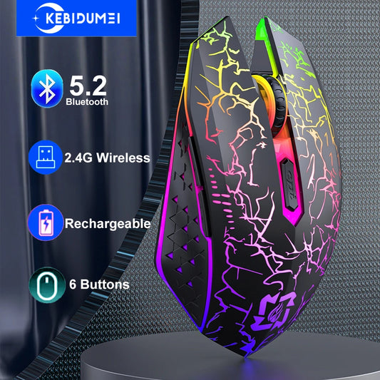 Rechargeable RGB Mouse – Silent Dual Mode for PC, Laptop, Mac