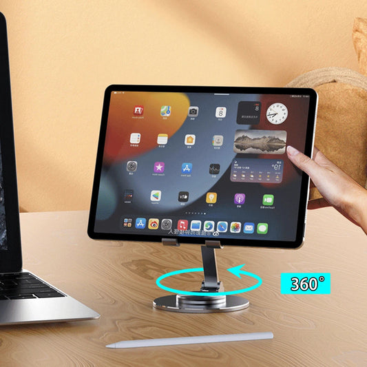 360° Rotating Metal Phone Stand – Desk Holder for iPhone & Tablets