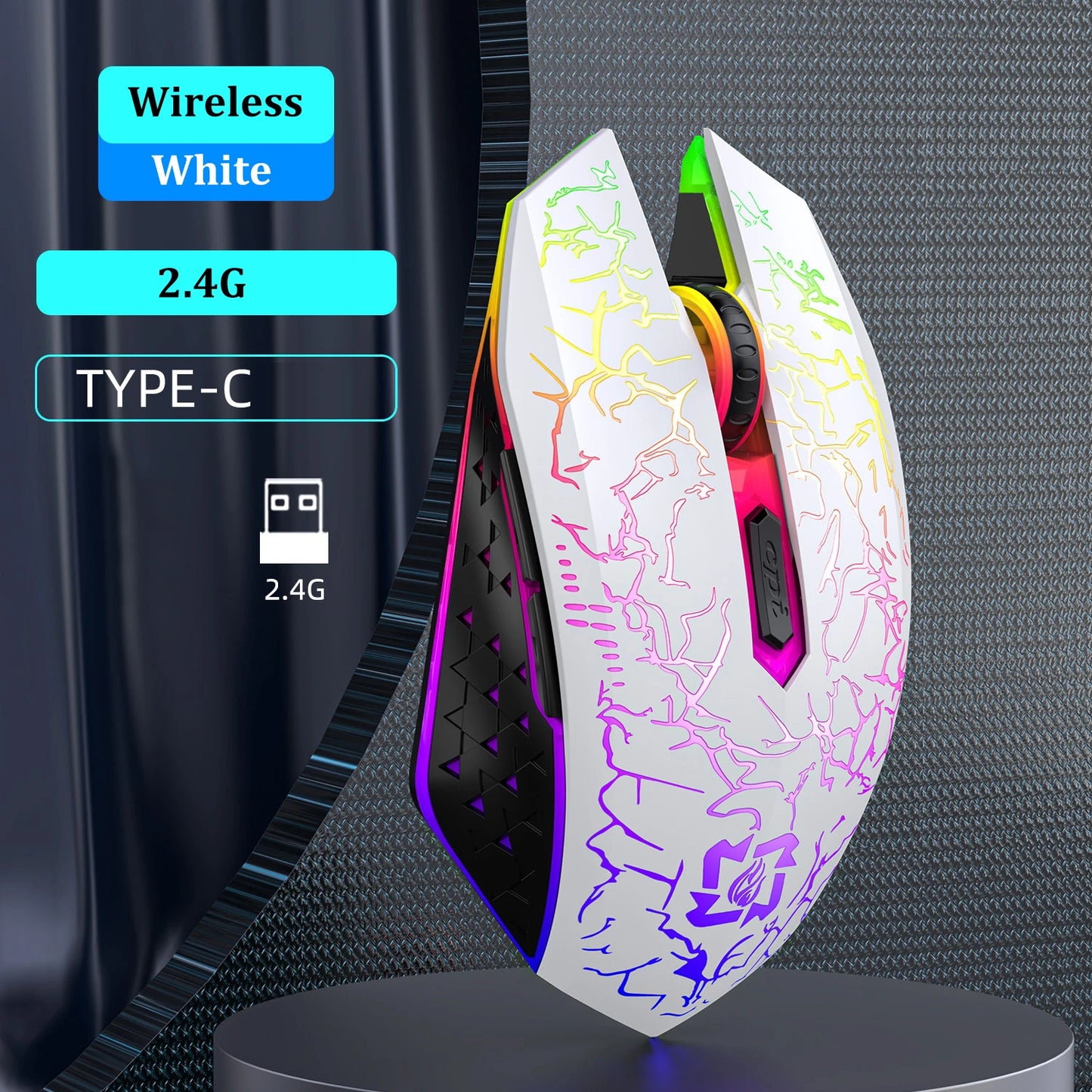 Rechargeable RGB Mouse – Silent Dual Mode for PC, Laptop, Mac