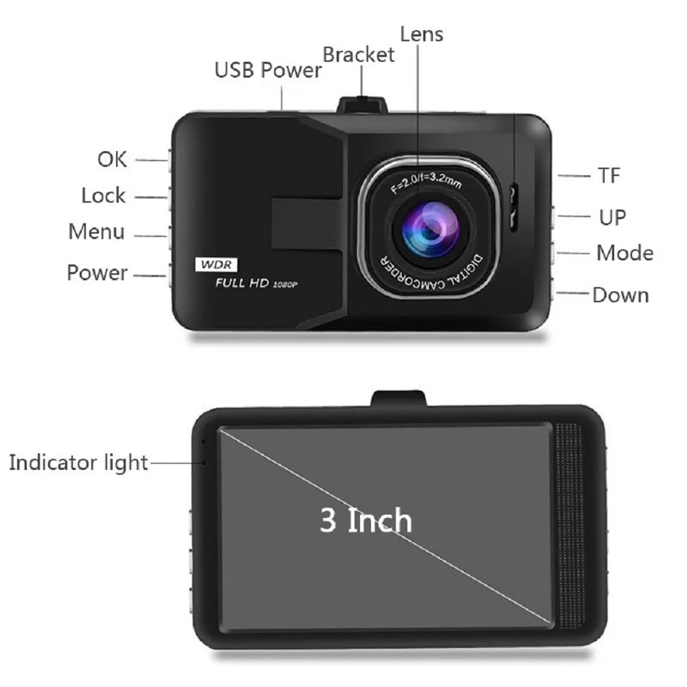 XUSHIDZ 1080P HD Dash Cam | Night Vision Car DVR, G-Sensor, 24H Parking Monitor, Loop Recording