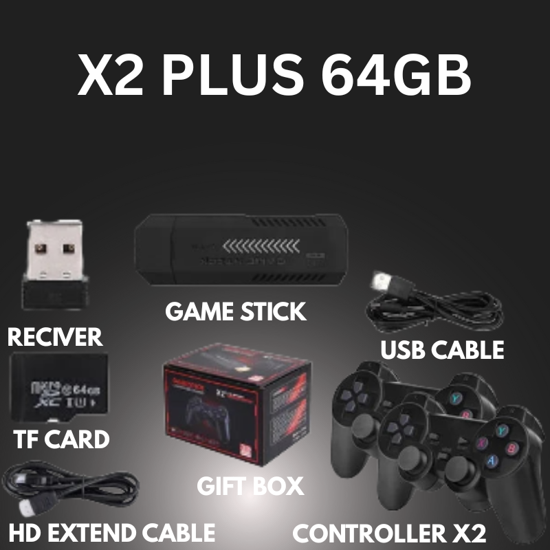 X2 Plus Retro Game Console – 128GB, 30,000 Games + GD10 Pro Stick