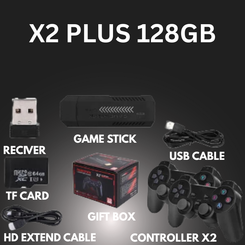X2 Plus Retro Game Console – 128GB, 30,000 Games + GD10 Pro Stick